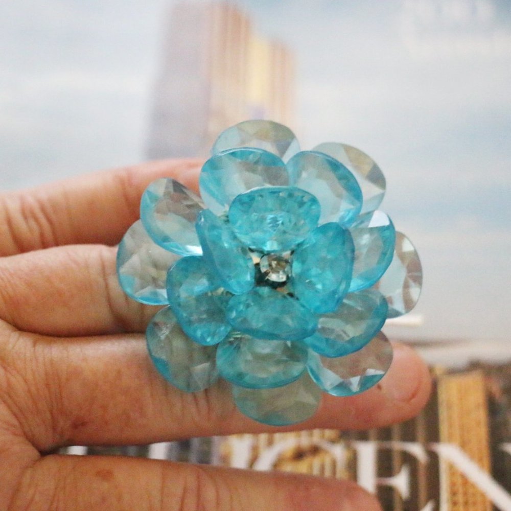 Boho Stretch Turquoise Faux Crystal Statement Ring